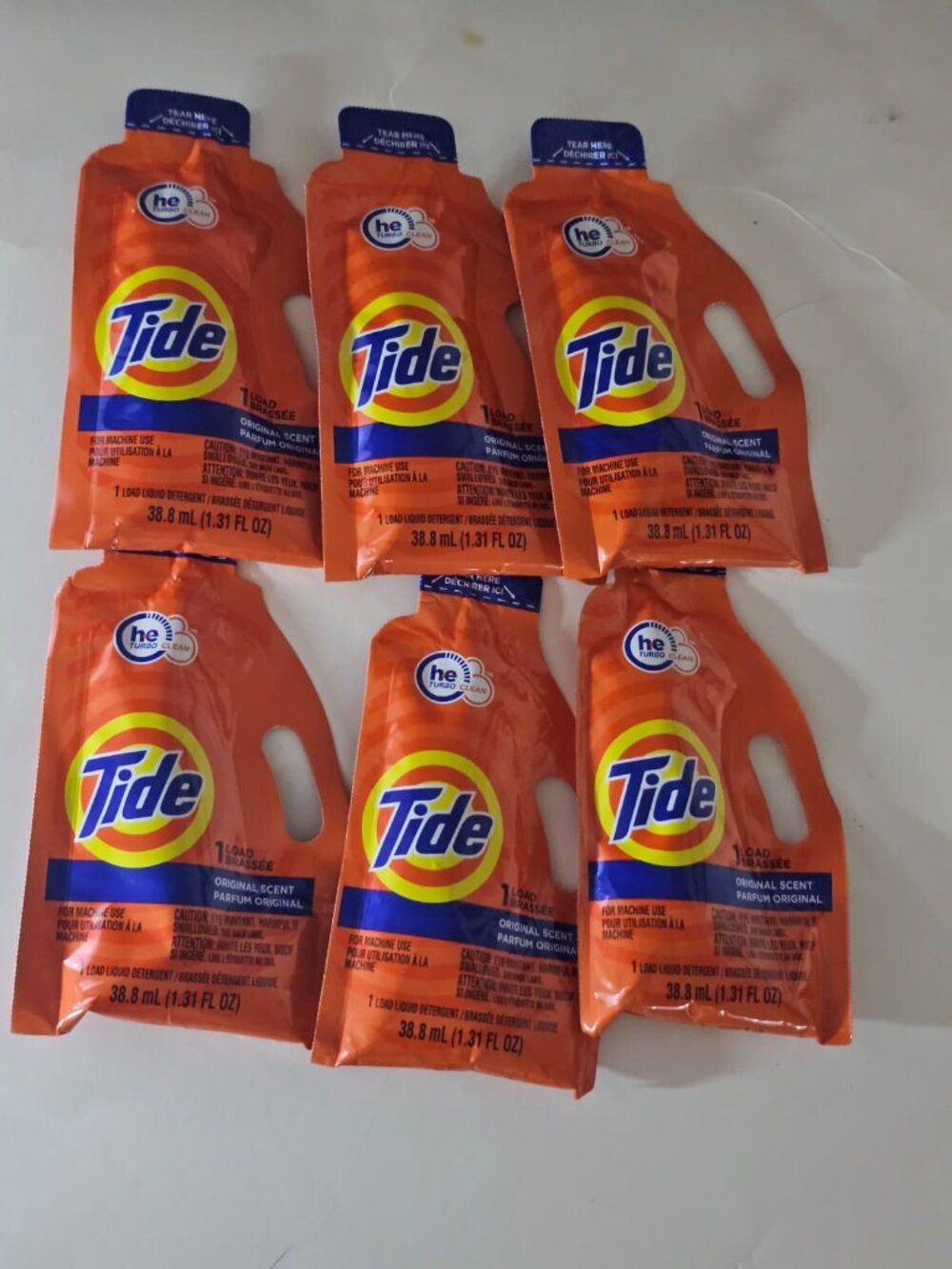 Tide Single Load Travel Packet, 1.46oz 6 Packets New